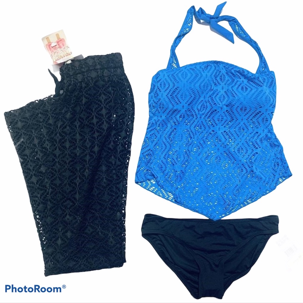 Coco Rave Tankini & Miken Lace Cover Up Pants M